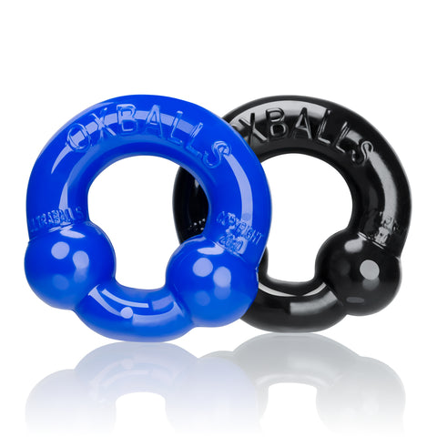 Ultraballs 2 Pack Cockring Black and Police Blue COCK RING Set