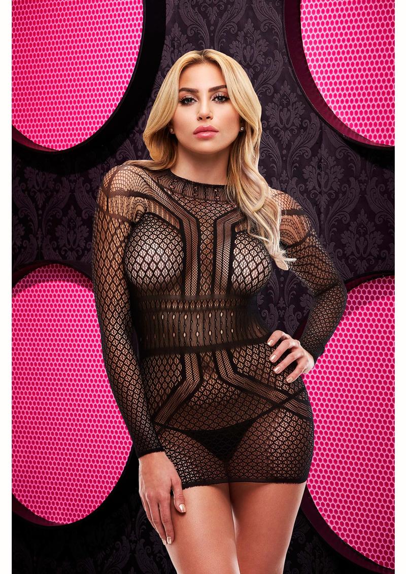 Long Sleeve Open Back Mini Dress for Intimate Adult Wear Black One Size > Clothes > Dresses and Chemises