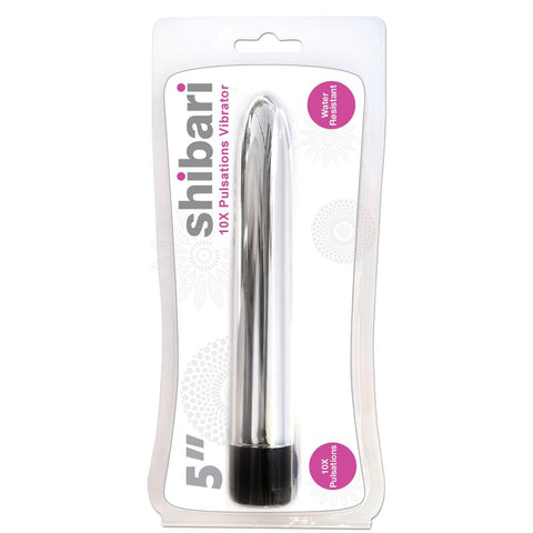 Shibari 10X Pulsations Vibrator 5in Silver Vibrators