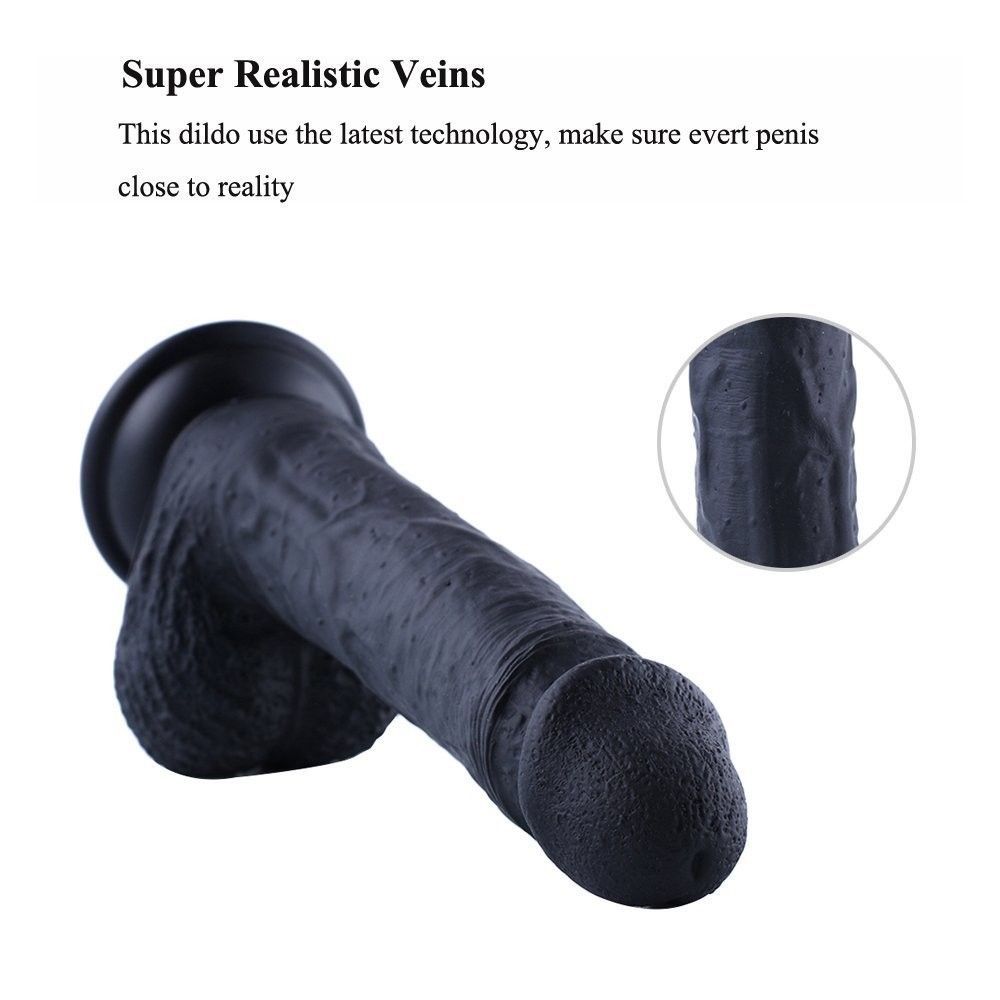 8.7in Flexible Silicone Black Dildo for Hismith