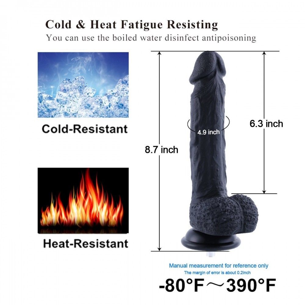 8.7in Flexible Silicone Black Dildo for Hismith