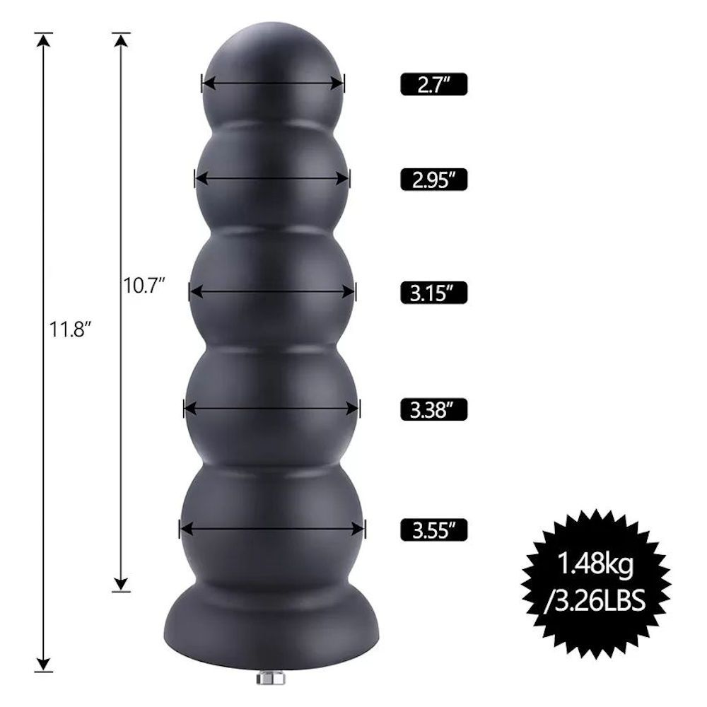 HiSmith Smooth Beaded Silicone Anal Butt Plug (Black) – 11.8 Inch Anal Plug > Anal Range > Oversized Anal Toys