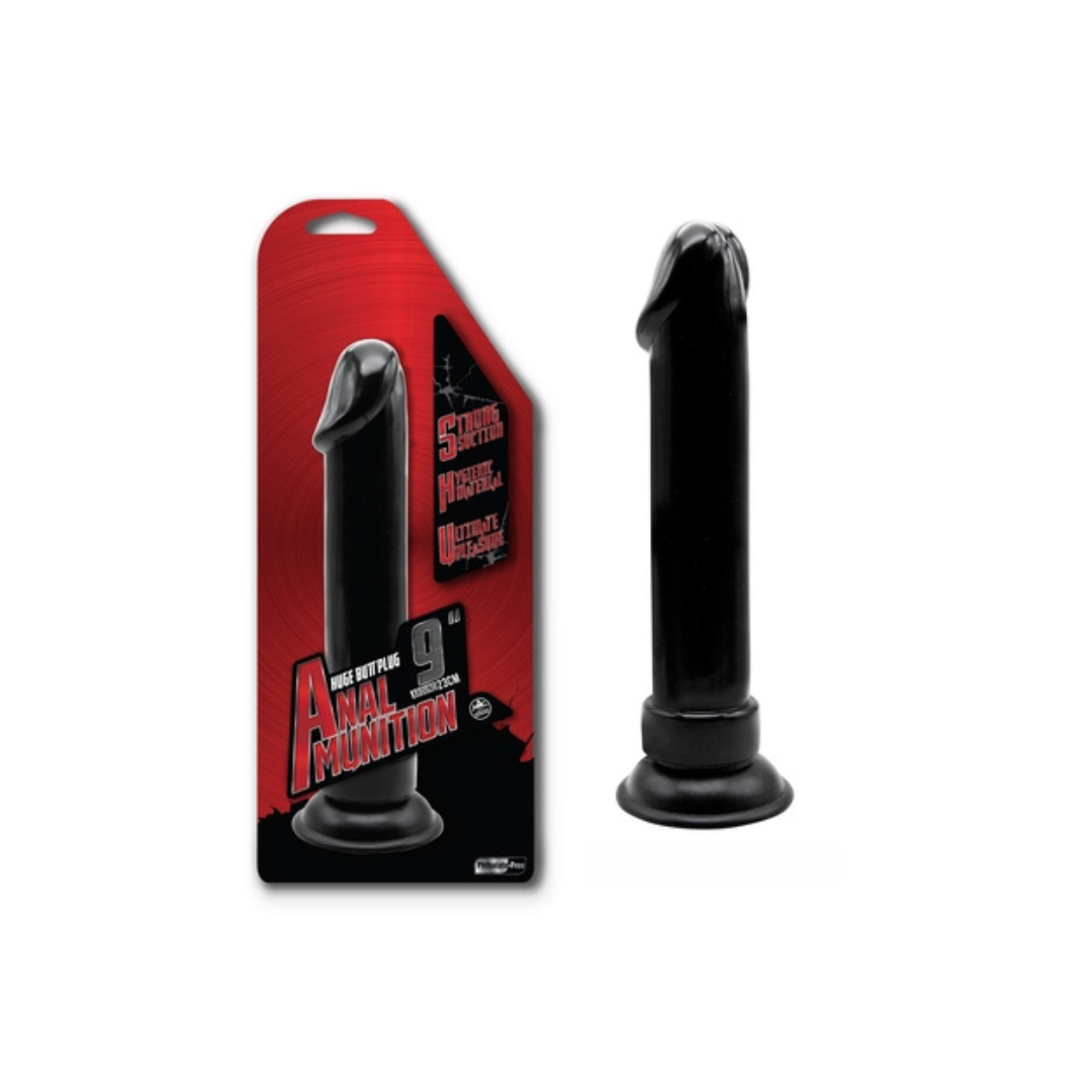 Anal Munition 9 Inch Huge Black Butt Plug with Suction Cup Base Default Title Butt Plugs