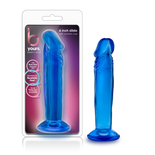 B Yours Sweet N Small 6in Blue Realistic Dildo with Suction Cup