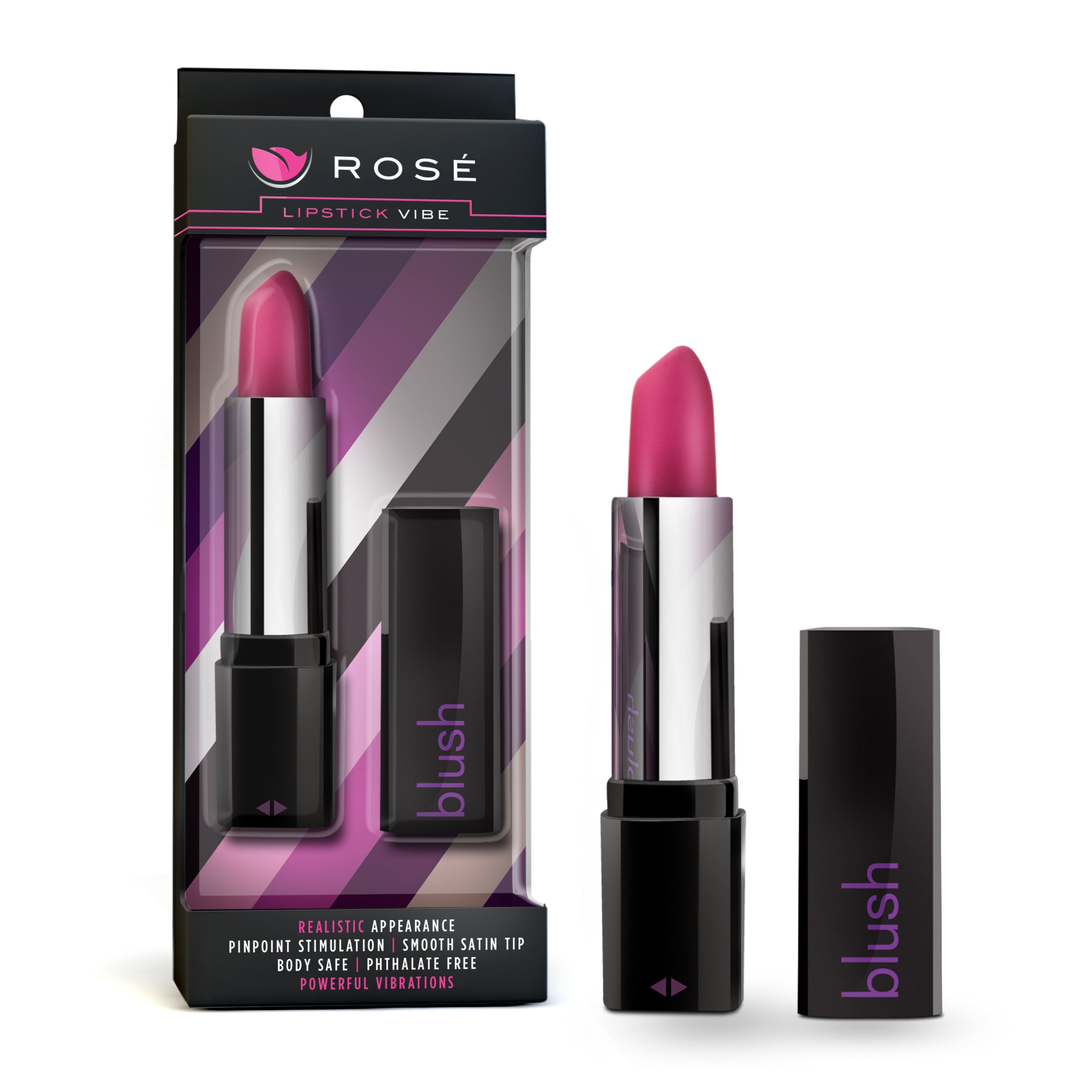 Rose Lipstick Vibe Black 4 Inch Compact Pleasure Toy BULLETS
