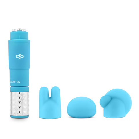 Rose Revitalize Massage Kit Blue with 3 Silicone Attachments Finger Stimulator