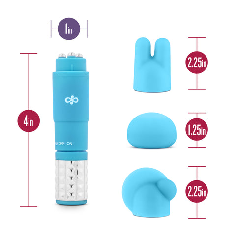 Rose Revitalize Massage Kit Blue with 3 Silicone Attachments Finger Stimulator
