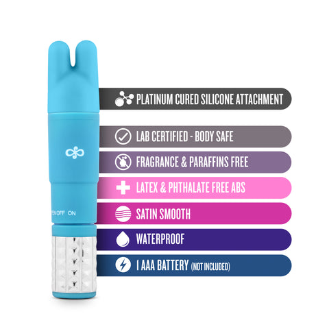 Rose Revitalize Massage Kit Blue with 3 Silicone Attachments Finger Stimulator