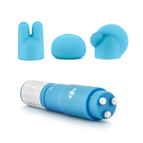 Rose Revitalize Massage Kit Blue with 3 Silicone Attachments Finger Stimulator