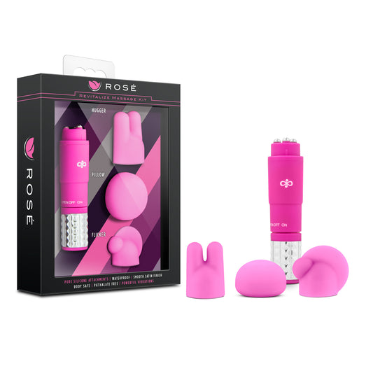 Rose Revitalize Massage Kit Pink with 3 Silicone Attachments