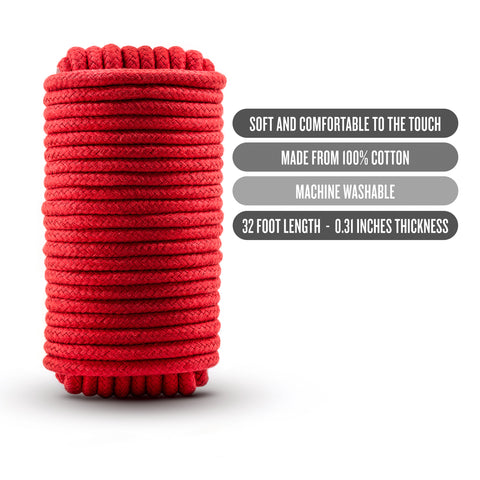 Temptasia Bondage Rope 10 Meter Red Cotton Restraint Rope for Sensual Play
