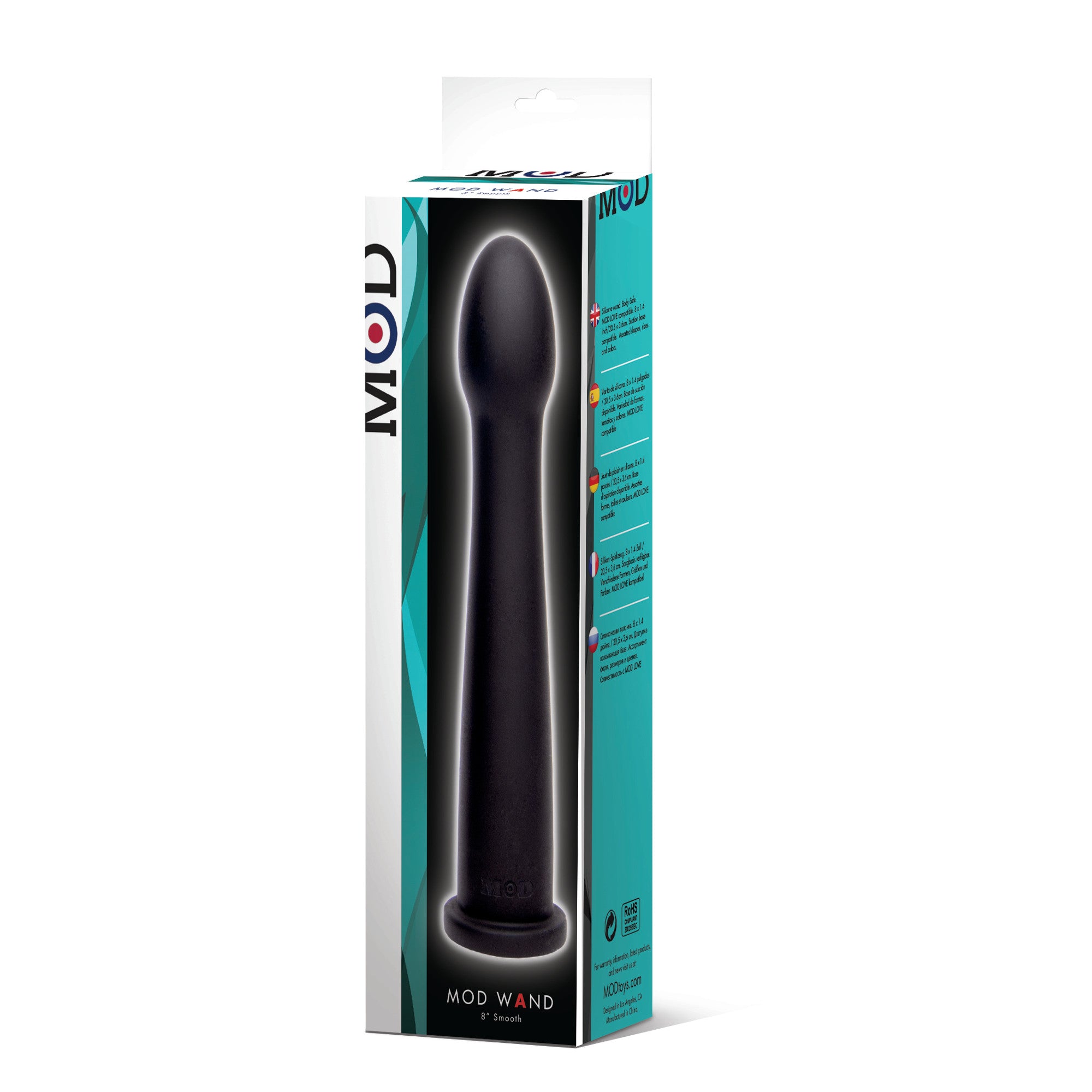 MOD Wand Smooth Black 7.5 Inch Silicone Insertable Black Sex Machines