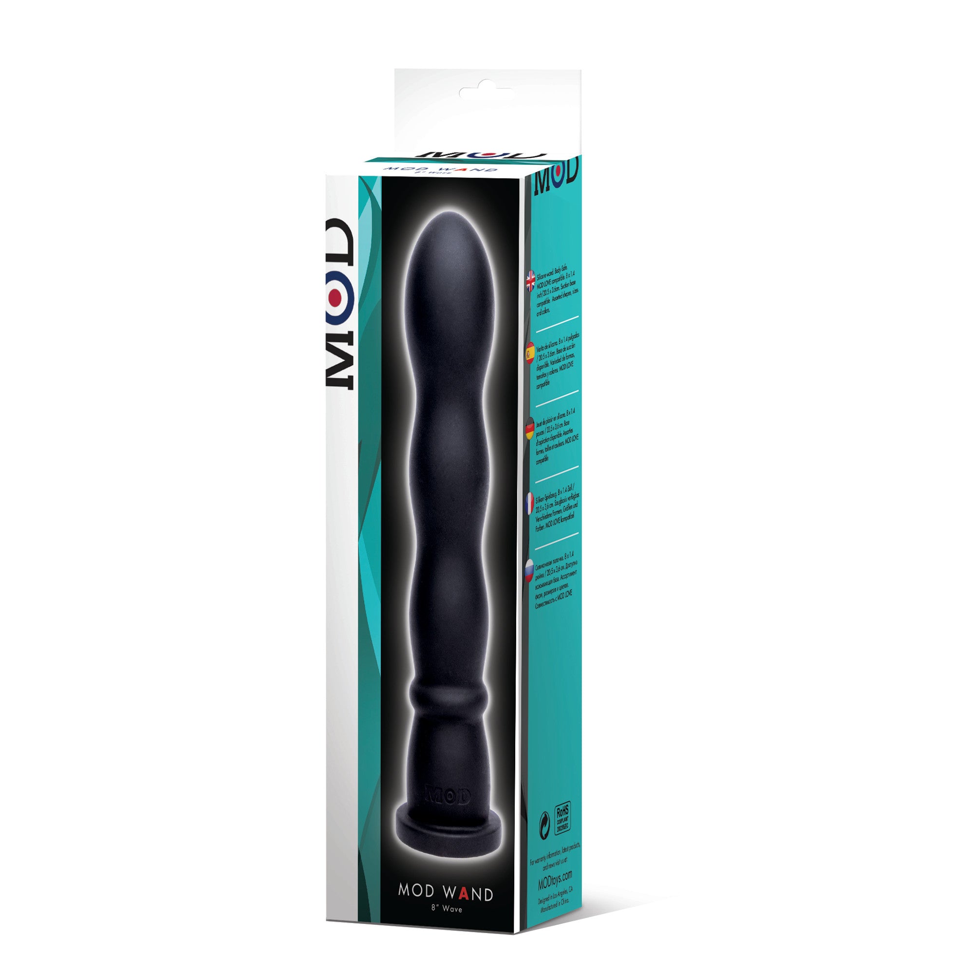 MOD Wand Wave Black 7.5 Inch Silicone Pleasure Tool Black Sex Machines