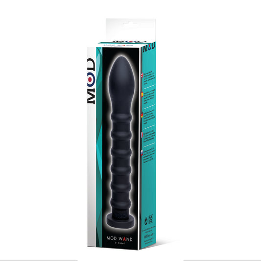 MOD Wand Ribbed Black 7.5 Inch Silicone Toy