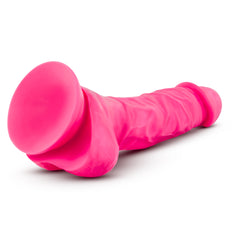 Neo Elite 7.5in Silicone Dual Density Cock with Balls Neon Pink