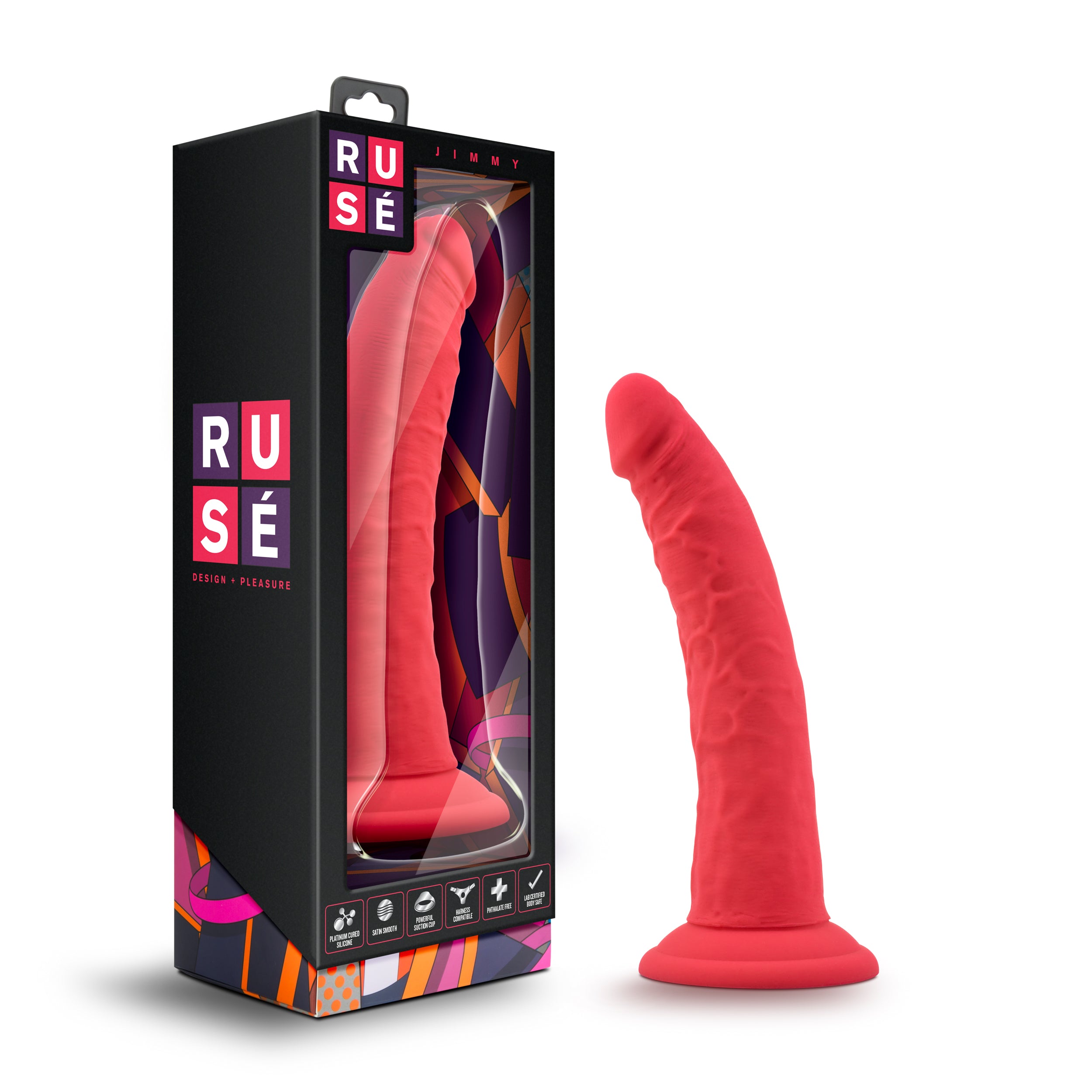 Ruse Jimmy Cerise Dildo 7.5 Inch Length 1.5 Inch Width Cerise > Dildos > Slim Dildos