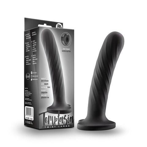 Temptasia Twist Large Adult Sex Toy with Unique Swirling Texture Black Dongs Neutral