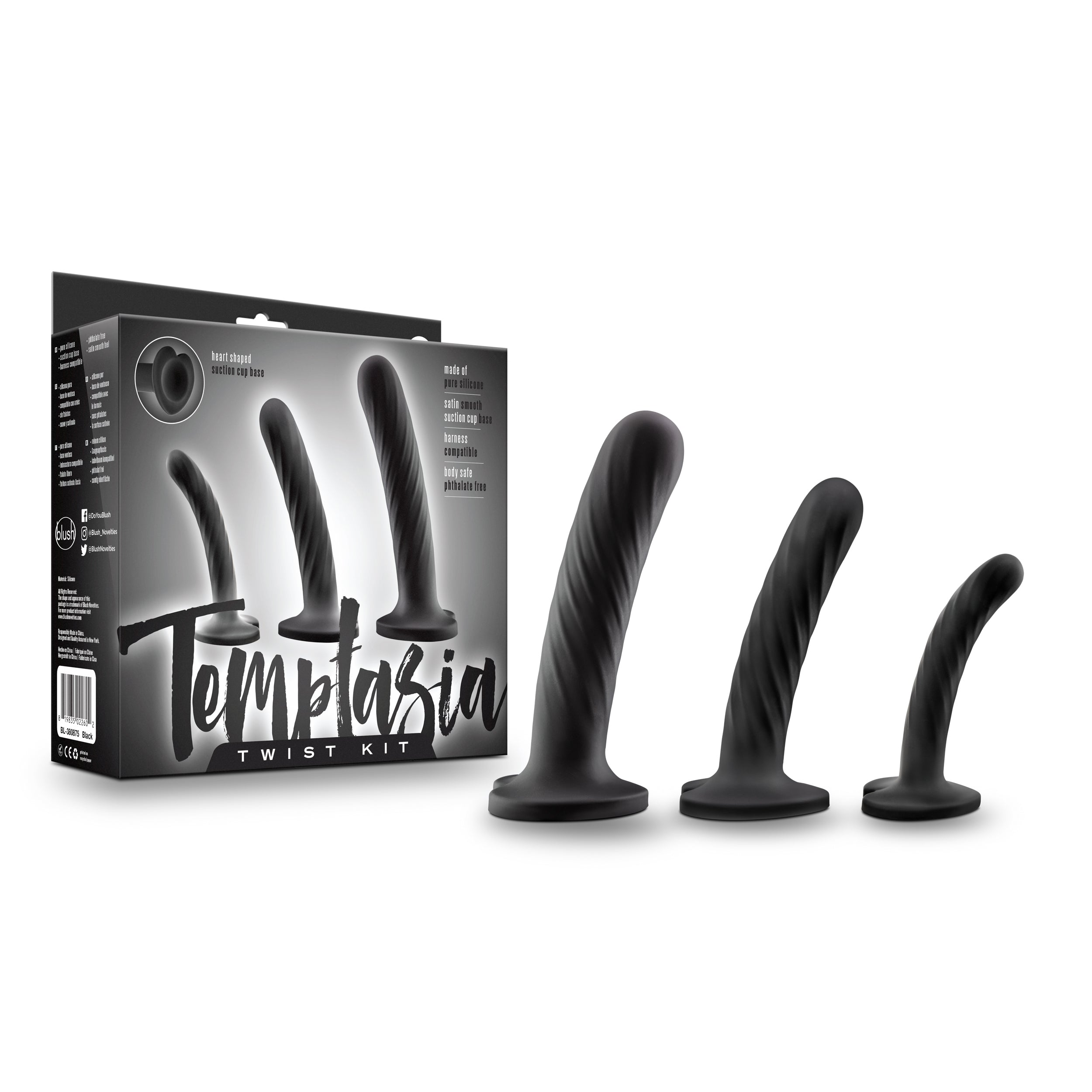 Temptasia Twist Kit Set of Three Unique Swirling Dildos for Enhanced Playtime Dilators