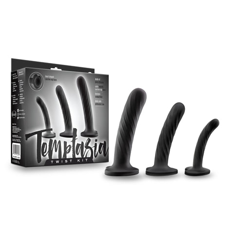 Temptasia Twist Kit Set of Three Unique Swirling Dildos for Enhanced Playtime Dilators