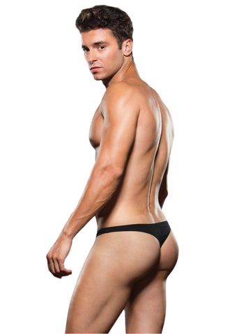 Microfibre Low Rise Zip Thong Black Black Medium Large Mens G-Strings