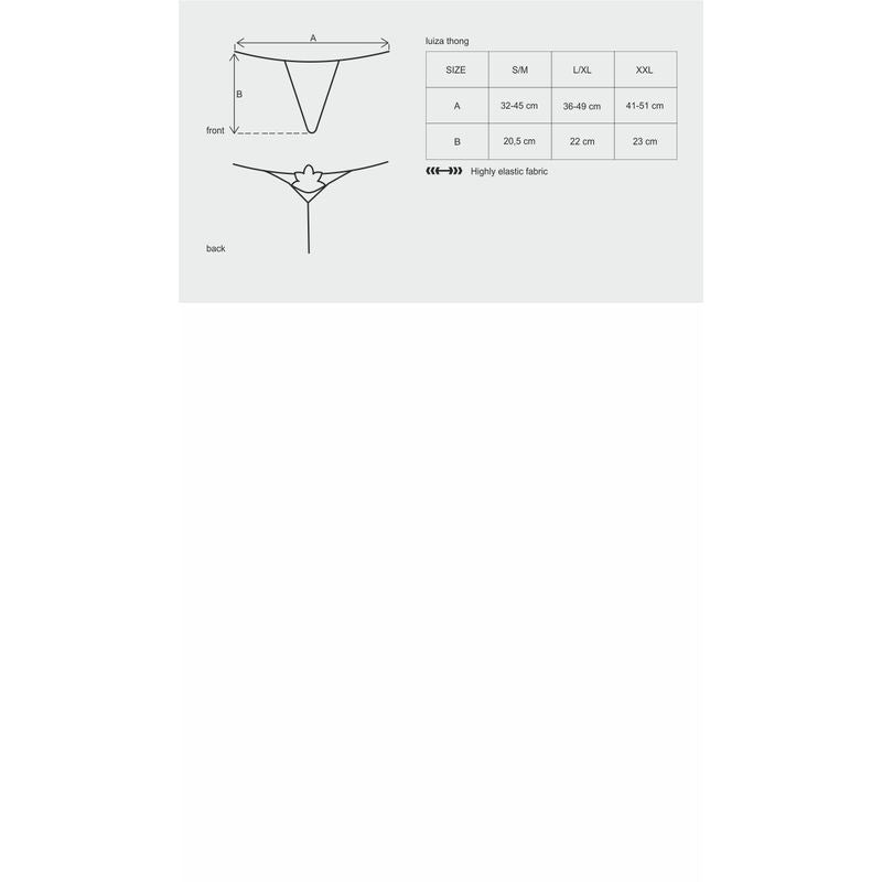Luiza Black Floral Embroidered Elastic Fabric Thong Panties > Clothes > Panties