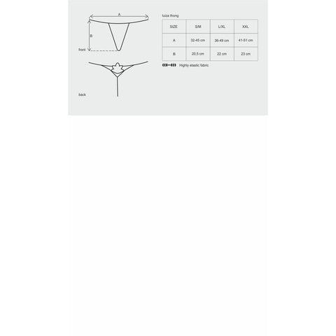 Luiza Black Floral Embroidered Elastic Fabric Thong Panties Panties