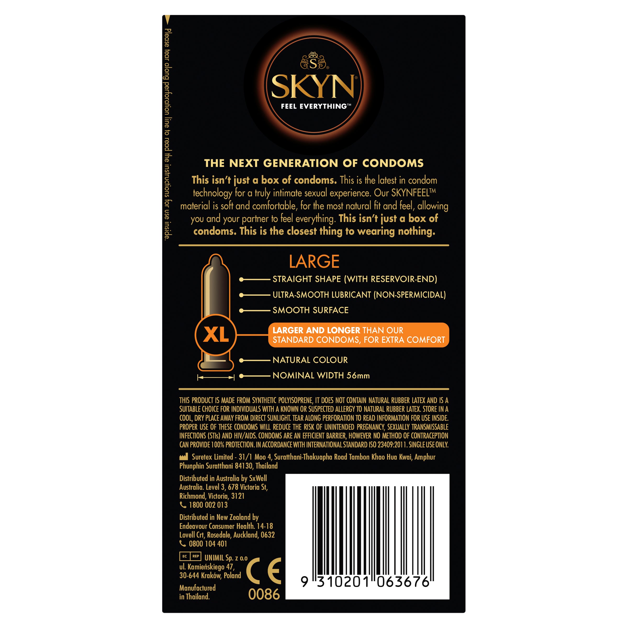 Skyn Large Non Latex Condoms 10 Pack Condoms