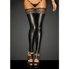 Noir Power Wetlook Stockings with Silicone Lace Band for Hold – Hosiery > Clothes > Hosiery > Stockings
