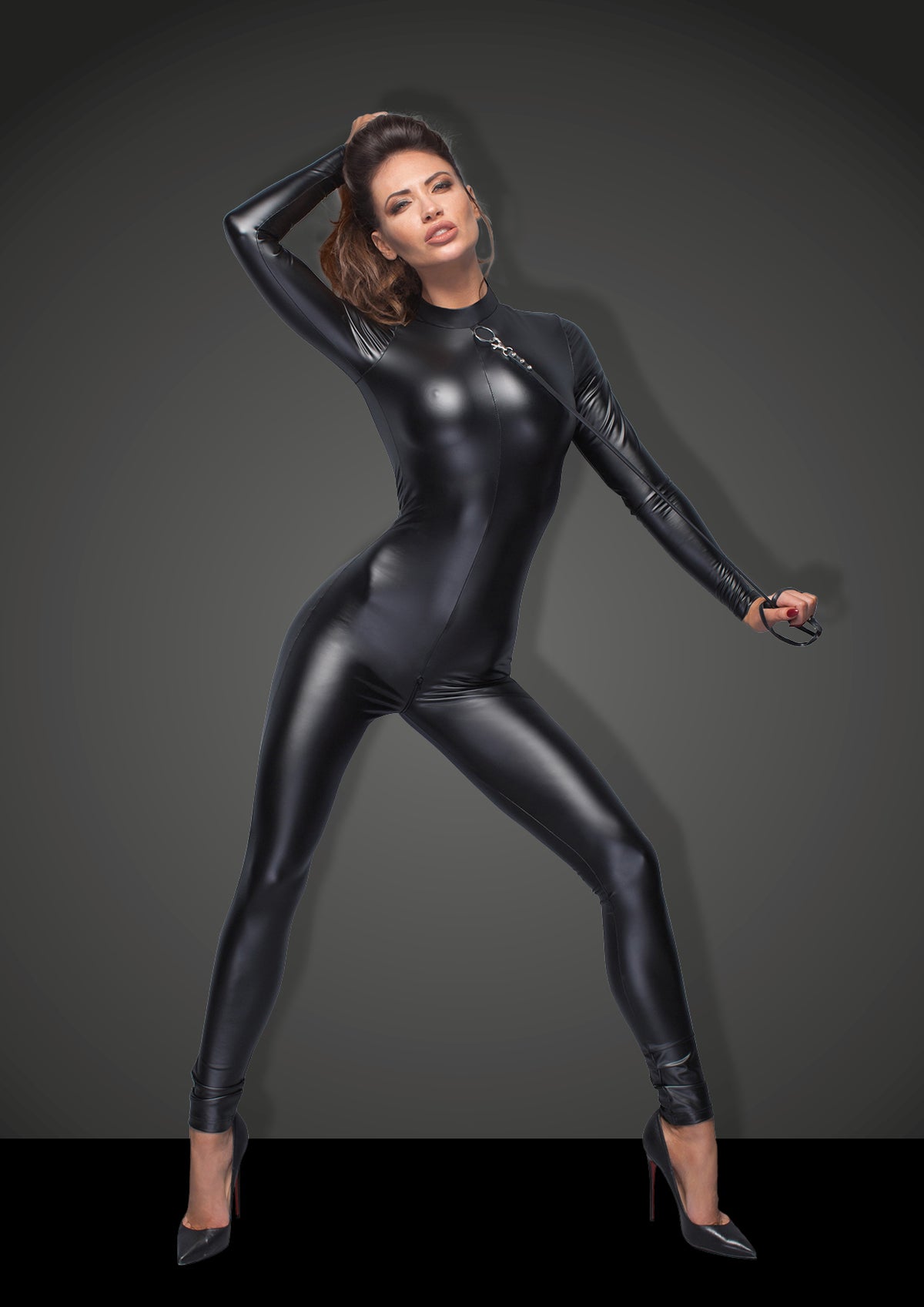Power Wetlook Overall With Leash And Two Way Zipper > Clothes > Womens Harnesses