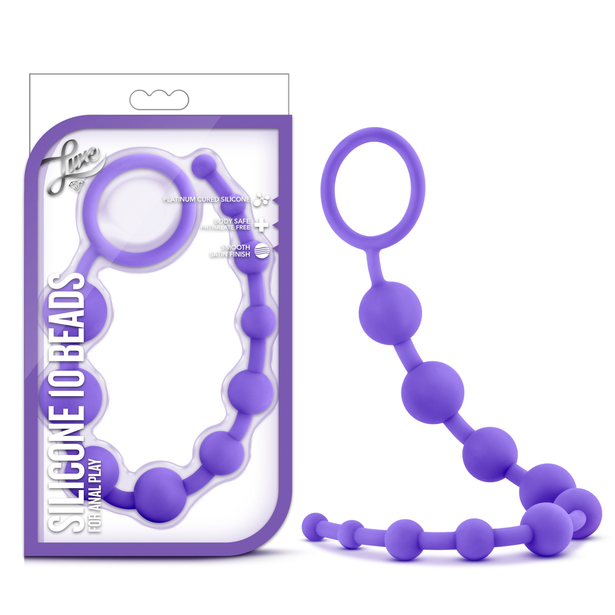 Luxe Silicone 10 Beads Purple 12.5 Inch Length Purple > Anal Range > Anal Beads