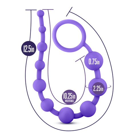 Luxe Silicone 10 Beads Purple 12.5 Inch Length Anal Toys & Stimulators