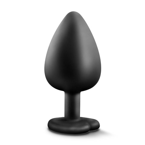 Temptasia Bling Plug Large Black with Heart Shaped Base Butt Plugs