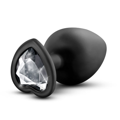 Temptasia Bling Plug Large Black with Heart Shaped Base Butt Plugs