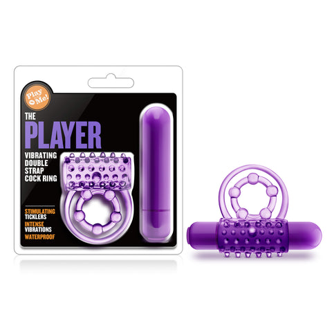 Play With Me The Player Vibrating Double Strap Cock Ring in Purple Purple Cock Rings Vibrating