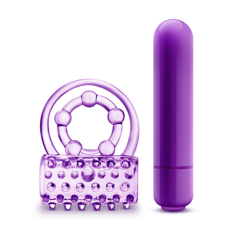 Play With Me The Player Vibrating Double Strap Cock Ring in Purple Cock Rings Vibrating