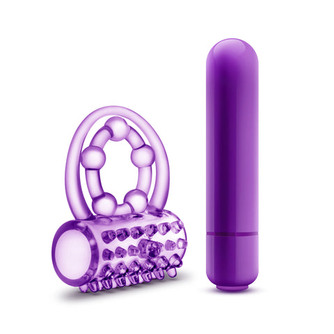 Play With Me The Player Vibrating Double Strap Cock Ring in Purple Cock Rings Vibrating