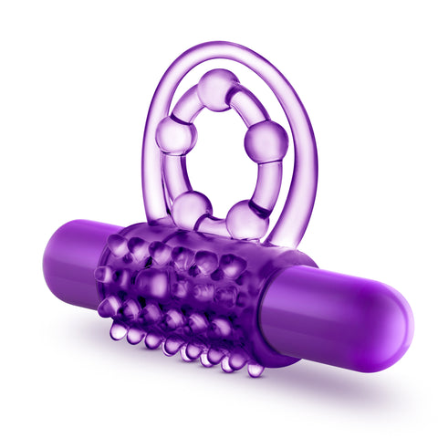 Play With Me The Player Vibrating Double Strap Cock Ring in Purple Cock Rings Vibrating