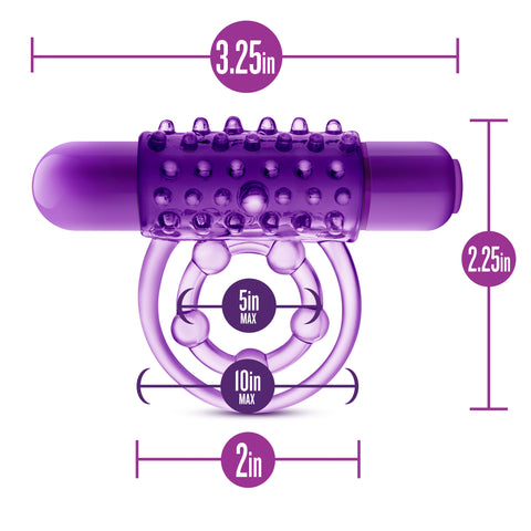 Play With Me The Player Vibrating Double Strap Cock Ring in Purple Cock Rings Vibrating