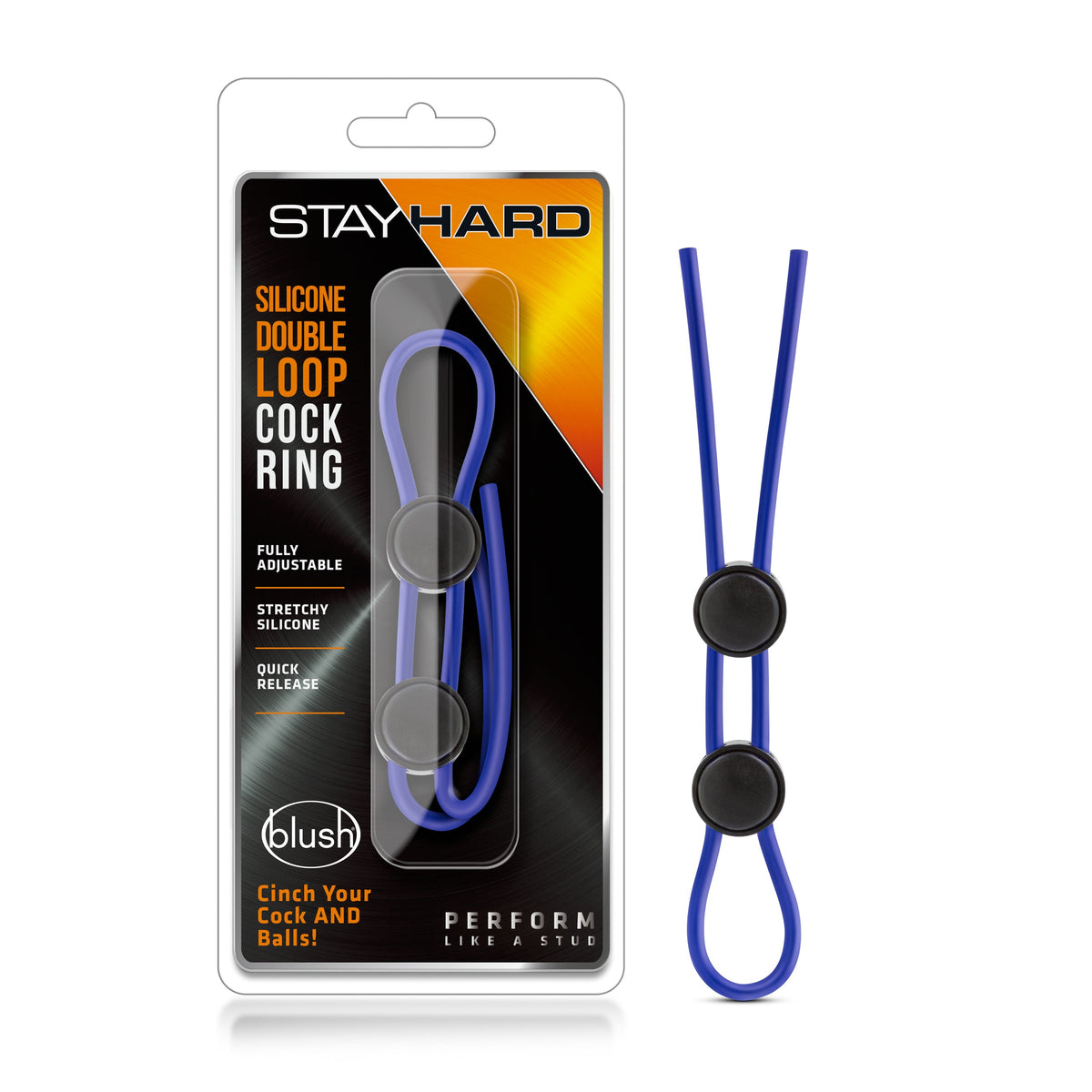 Stay Hard Silicone Double Loop – Adjustable Cock Ring Blue > Cock Ring > Adjustable