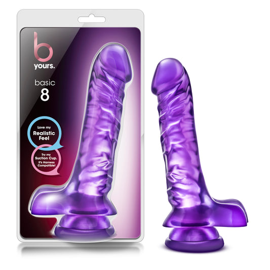 B Yours Basic 8 Purple Realistic 9 Inch Dildo with Suction Cup