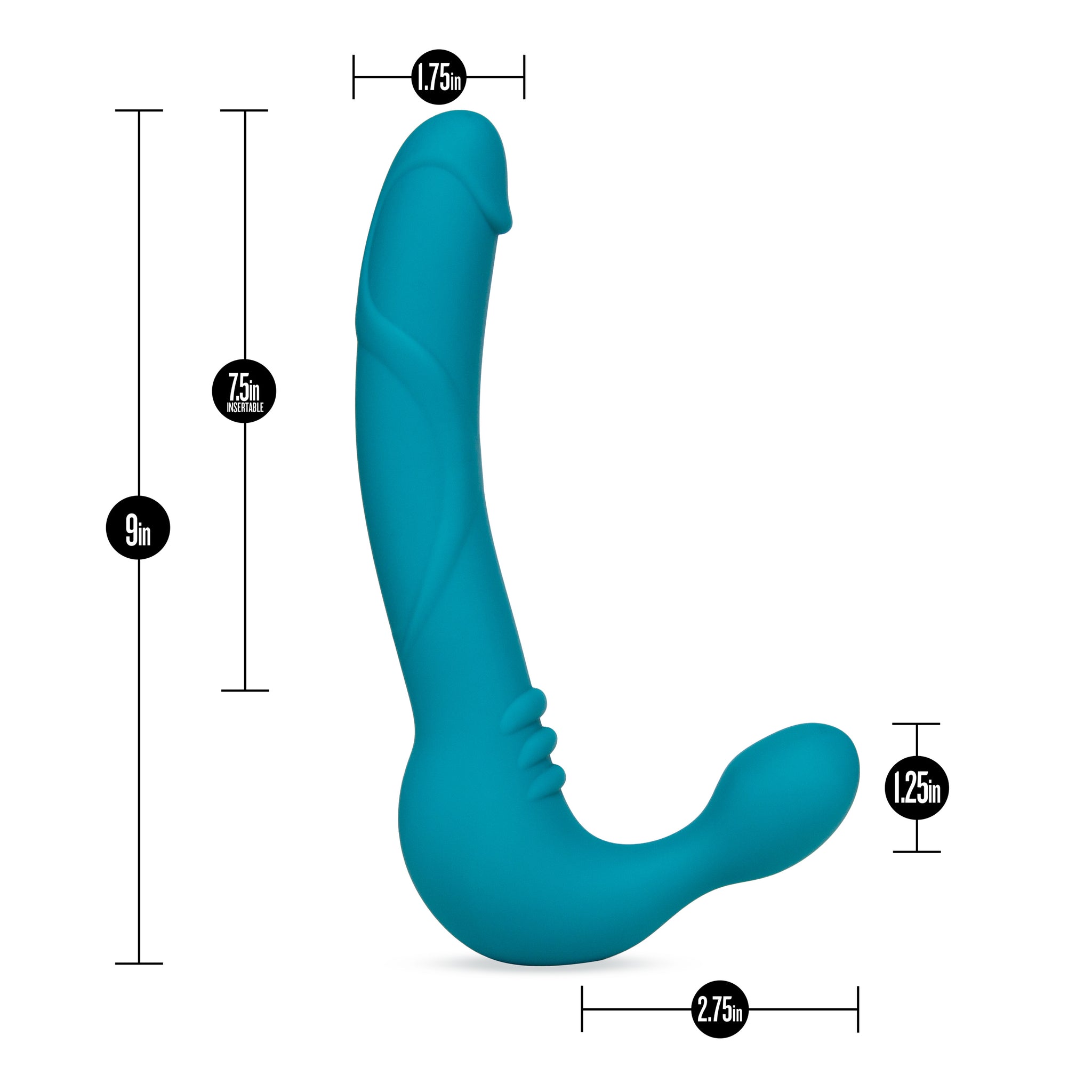 Temptasia Luna 9 Inch Strapless Silicone Dildo in Teal > Dildos > Strapless Strap Ons