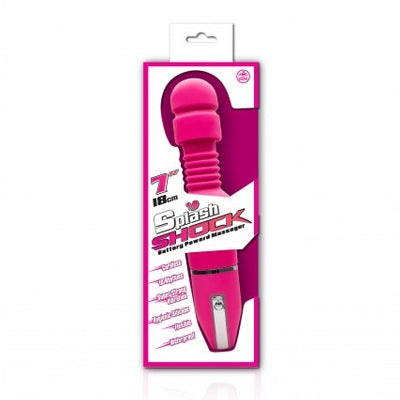 Splash Shock 7 Inch Pink Silicone Wand Vibrator Waterproof with 10 Rhythms Default Title Electric Massager