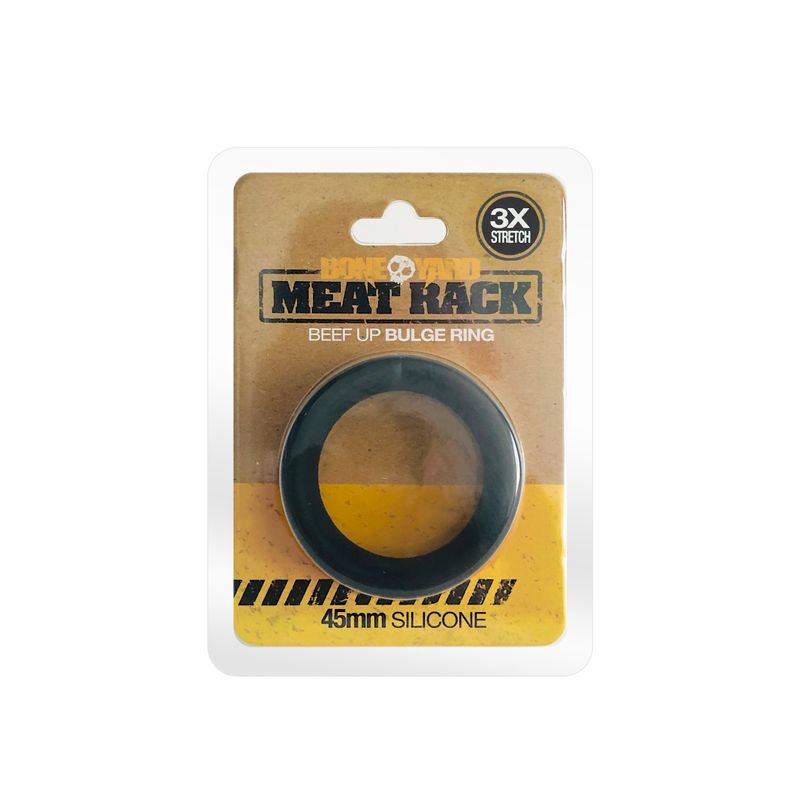 Meat Rack Cock Ring Black 44mm Inner Diameter with 3x Stretch COCK RINGS