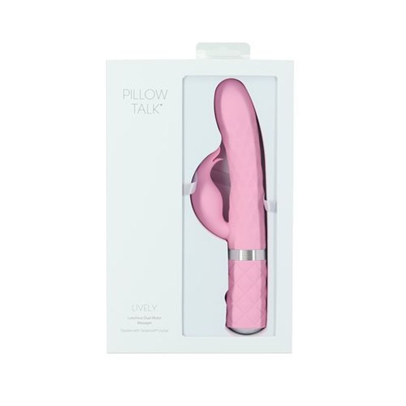 Pillow Talk Lively Pink Rabbit Dual Massager 8 Inch Clitoral Stimulator > Vibrators > Ladies > Rabbit