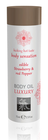Shiatsu Luxury Edible Body Oil Strawberry and Red Pepper Massage Oil