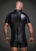 Black Wet Look Short Sleeve Shirt With Front Pockets > Clothes > Mens Latex