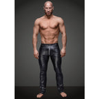 Wet Look Black Pants with Zipper Detail – Soft Form-Fitting Long Pants for Men Black Small > Clothes > Mens Latex
