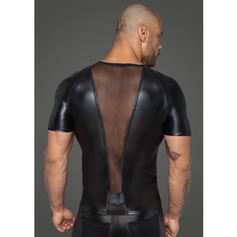 Power Wetlook Men T-Shirt With 3D Net Inserts Black Size Small Medium Large Mens Latex