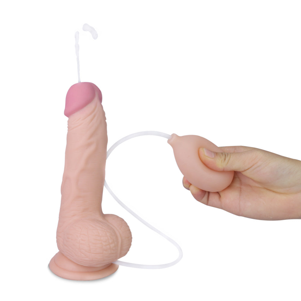 Soft Ejaculation Cock With Ball 8 Inch Realistic Soft Silicone Dildo > Dildos > Squirting Dildos