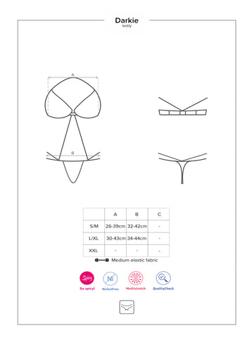 Obsessive Darkie Crotchless Teddy Lingerie Bodysuit for Women Teddies